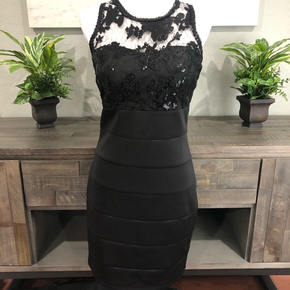 sequin hearts black dress